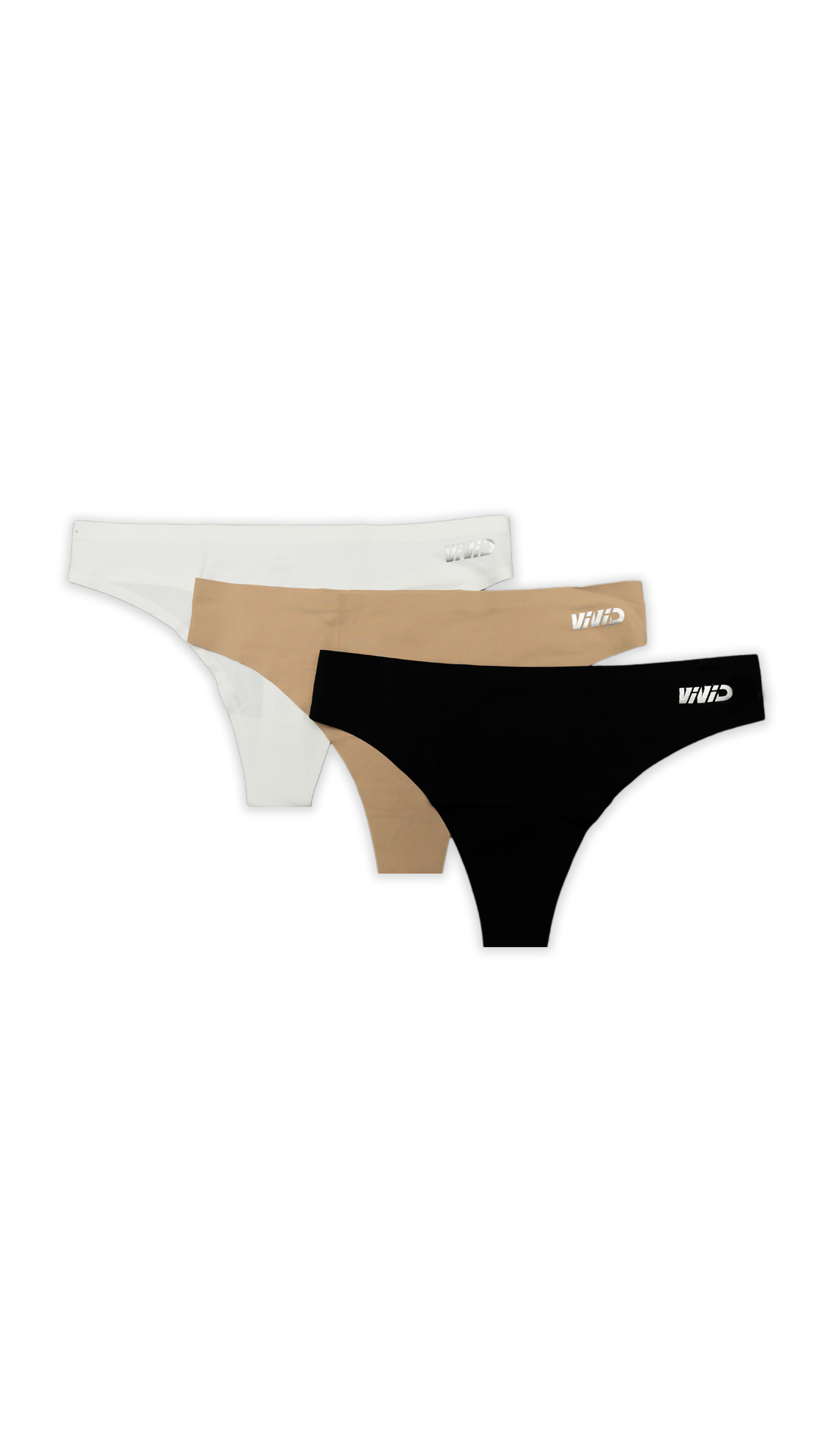 VIVID Seamless G String - 3 Pack (Black, White, Tan)